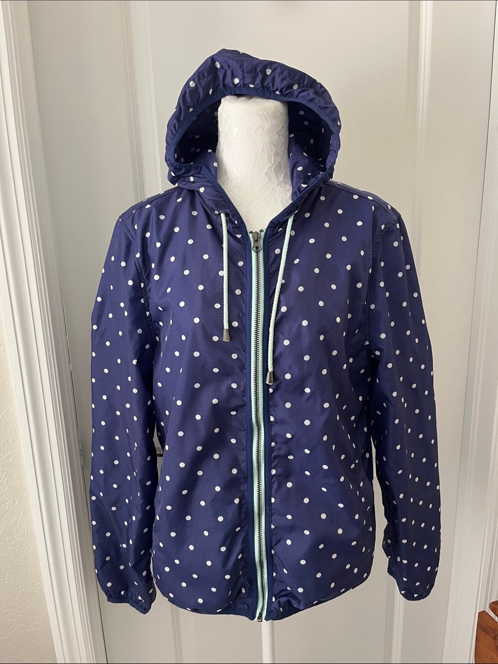 Lafayette Collection Navy Polka Dot Jacket with Mint Accents SZ 10 / M SZ EU 42